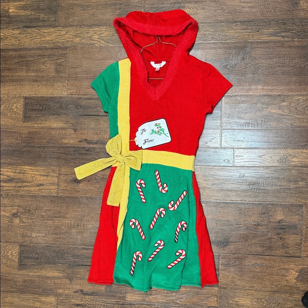 Christmas wrapping dress with hoodie